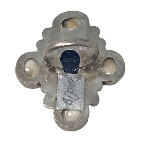 Alexis Bittar Sz 9 Lapis Lazuli Statement Ring 9.25 Y2K Art Nouveau Shiva Shells - Picture 5 of 10